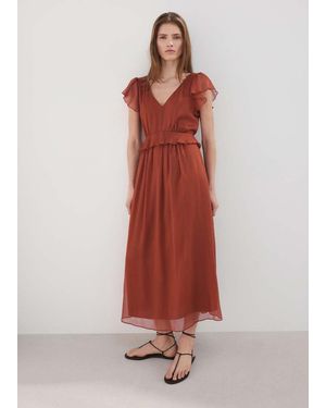 Mango Long Ruffled Dress - Red