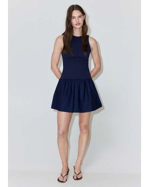 Mango Smocked Cotton Dress - Blue