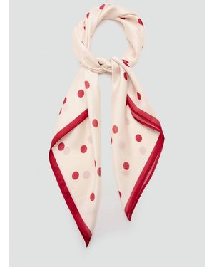 Mango Satin Check-Print Scarf - Red
