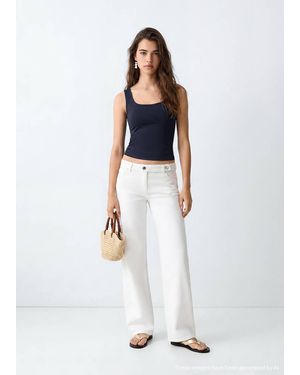 MANGO TEEN Square-Neck Strappy Top - White
