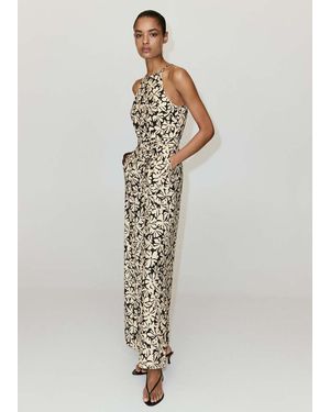 Mango Floral Print Jumpsuit With Belt - White