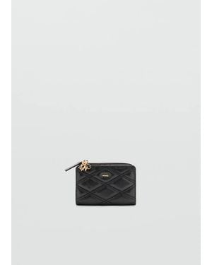 Mango Quilted Faux Leather Wallet With Charm Detail - White