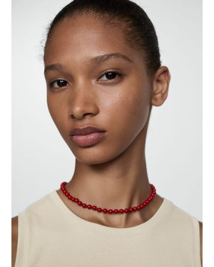 Mango Collana catena perline cristalli - Rosso