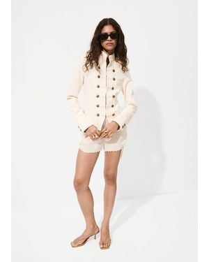 Mango Fitted Jacket With Band Collar - White