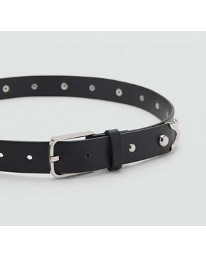MANGO TEEN Studded Faux-Leather Belt - Grey