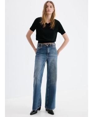 Mango High-Waisted Wide-Leg Jeans - Blue