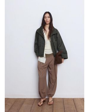 Mango Funnel Neck Parka With Pockets - Green