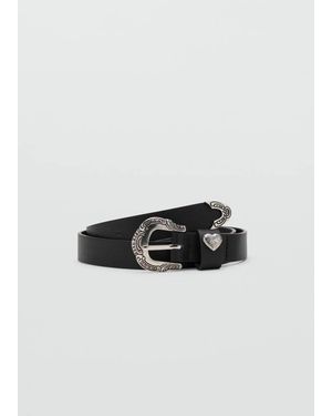 MANGO TEEN Metal Detail Belt - Black
