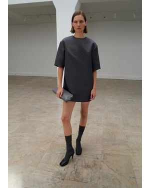 Mango Kurzes Satiniertes Kleid - Grau