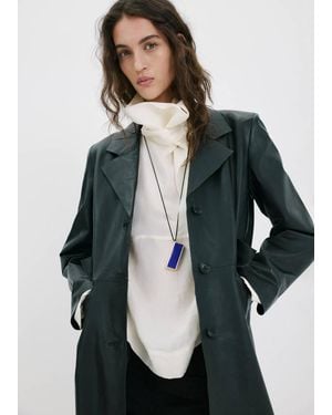 Mango Pendant Necklace With Metal Component - Blue