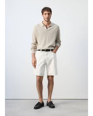 Mango Straight-Fit Denim Bermuda Shorts - Natural
