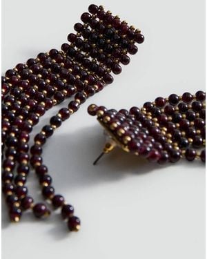 Mango Crystal Pendant Earrings - Red