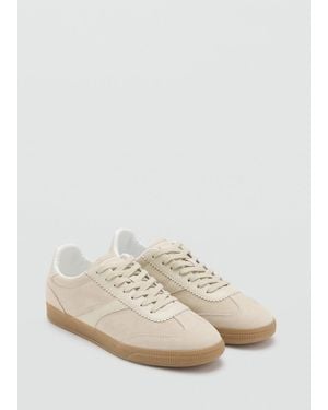 Mango Leather Mixed Trainers - White