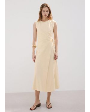 Mango Wrap Midi-Dress With Knot - Natural