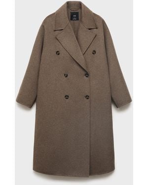 Mango Handmade Oversized Wool Coat - Brown