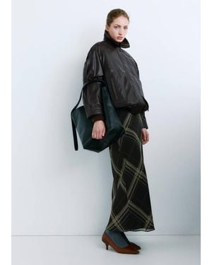 Mango Checked Long Skirt - Black