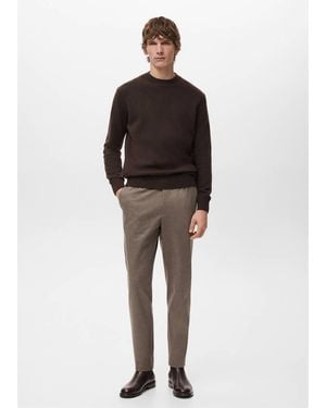 Mango Slim-Fit Flannel Trousers - Multicolour