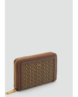 Mango Wallet With Zip And Logo - Brown