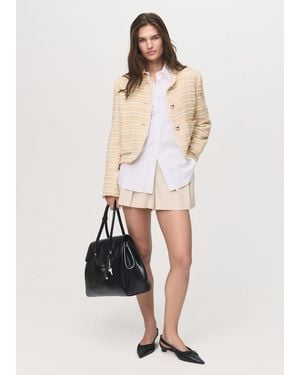 Mango Tweed Jacket With Jewel Buttons - Natural