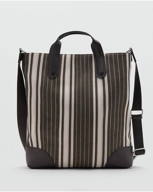 Mango Striped Tote Bag - Black