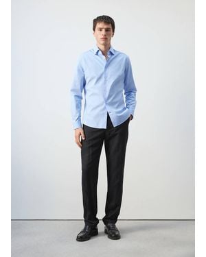 Mango 100% Cotton Striped Slim-Fit Shirt - White