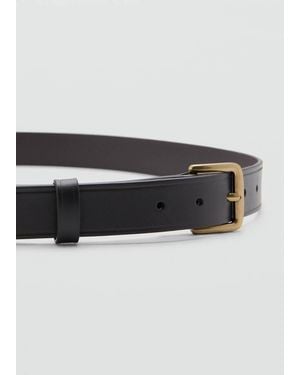 Mango 100% Leather Belt - Black