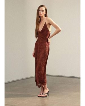 Mango Fringed Dress With Low Back - Blue