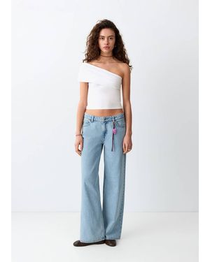 MANGO TEEN Asymmetrical Crop Top - Blue