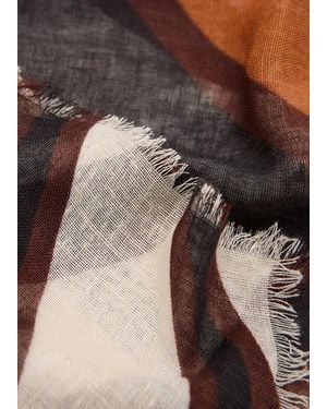Mango Geometric Print Linen Foulard - Brown