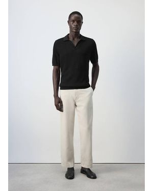 Mango 100% Cotton Fine Knit Polo - Black