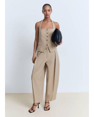 Mango Linen-Blend Suit Waistcoat Medium - Red