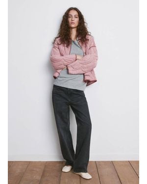 Mango Contrast Piping Quilted Jacket - Pink