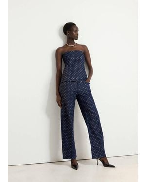Mango Straight Jeans With Rhinestone Detail - Blue