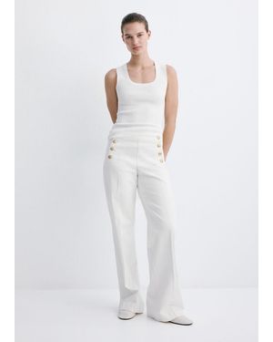 Mango Wide-Leg Jeans With Side Buttons - White