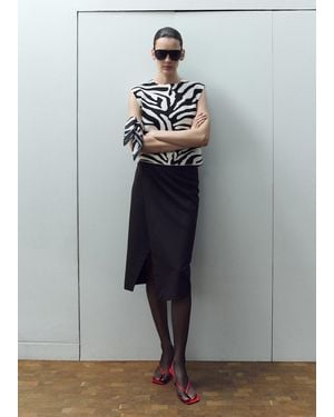 Mango Zebra Print Knit Top - Gray