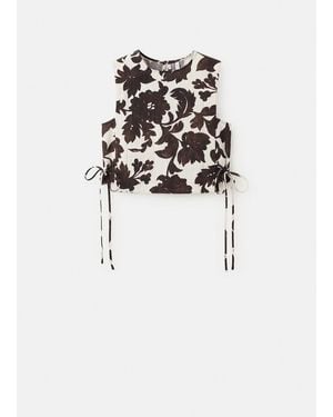 Mango Floral Print Crop Top - White