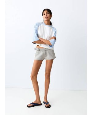 MANGO TEEN Belted Mini Shorts - White