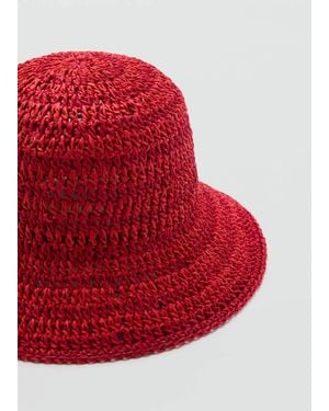 Mango Natural Fiber Bucket Hat - Red