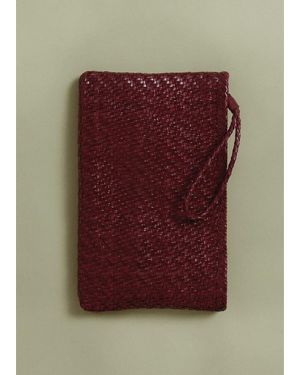 Mango Braided Leather Clutch - Red