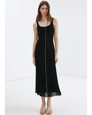 Mango Knit Dress With Contrasting Seam Detail - Black