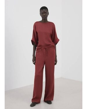 Mango High-Waist Palazzo Trousers - Red