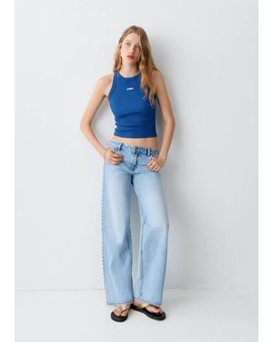 MANGO TEEN Embroidered Cotton Top - Blue
