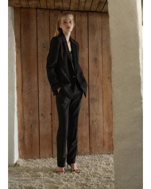 Mango Pantalon Costume Ouvertures Noir - Marron