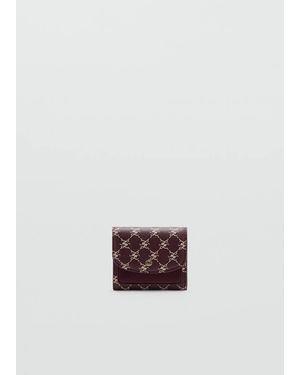 Mango Medium Wallet With Logo Print Flap - Red