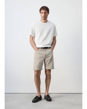 Mango Slim-Fit Denim Bermuda Shorts - White