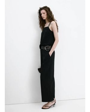 Mango Lyocell Pants With Belt - Black