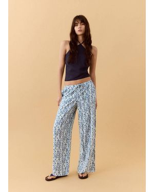 MANGO TEEN Flowy Printed Trousers - Blue