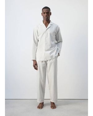 Mango Gestreiftes Kombi-Pyjama-Set - Grau
