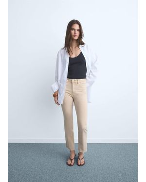 Mango Sienna Flared Cropped Jeans - Natural