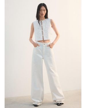 Mango Embroidered Waistcoat With Bows - Natural